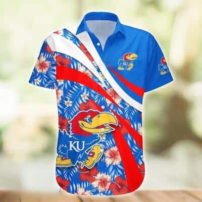 NCAA Kansas Jayhawks Hawaiian Shirt Hibiscus Flowers Gift Ideas For Summer