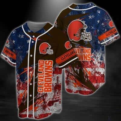 Awesome NFL Cleveland Browns Baseball Jersey US Flag Gift For Football Players