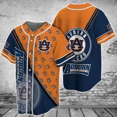 Orange And Blue NCAA Auburn Tigers Baseball Jersey Logo Team Gift For Best Friend