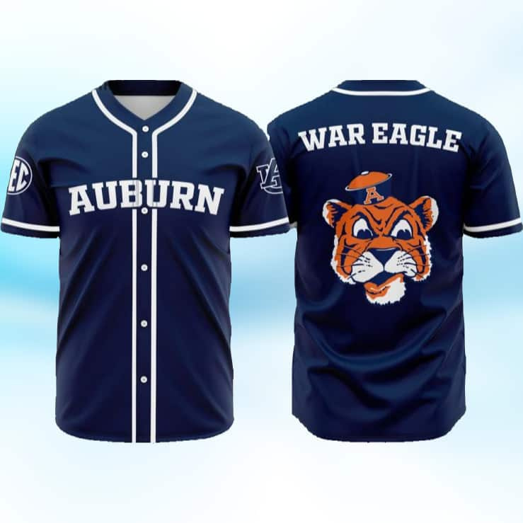 Orange And Blue NCAA Auburn Tigers Baseball Jersey Logo Team Gift For Best  Friend