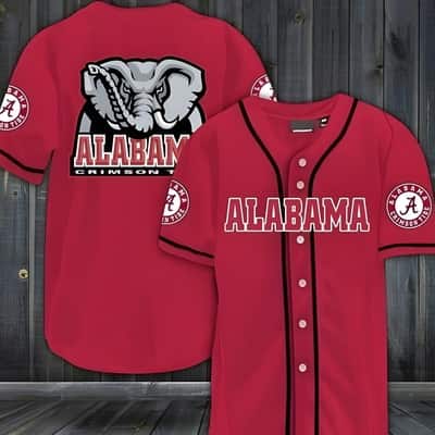 Red NCAA Alabama Crimson Tide Baseball Jersey Logo Team Gift For Football Fans