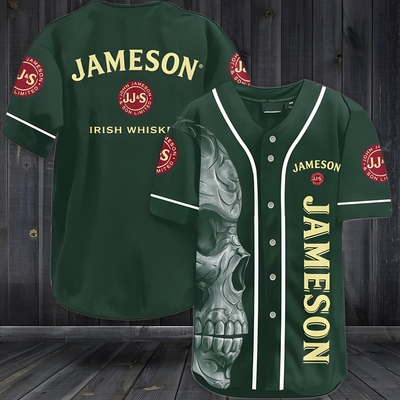 Jameson Baseball Jersey Irish Whiskey With White Skull Gift For Best Friend