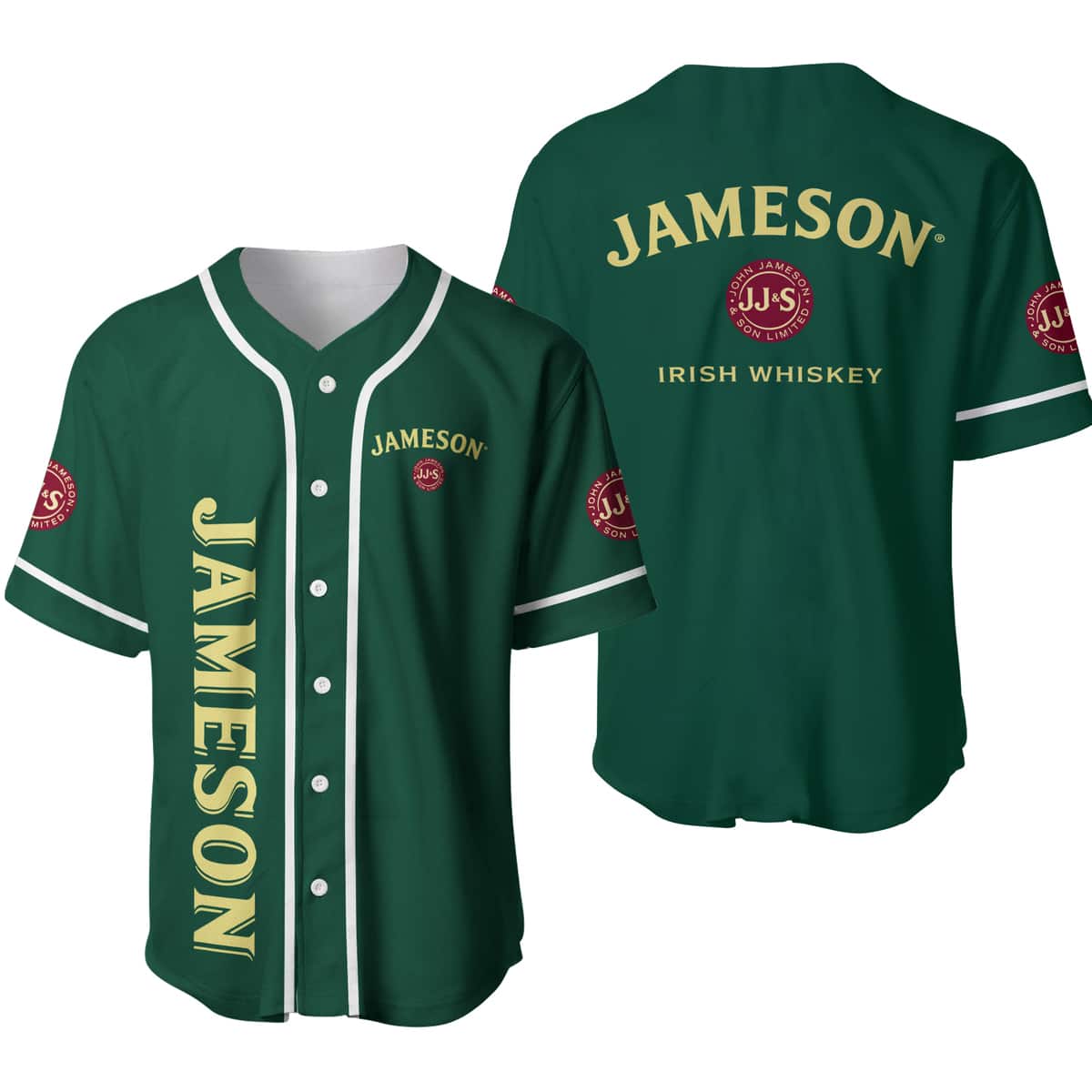 Green Jameson Baseball Jersey Irish Whiskey Gift For Sports Fans