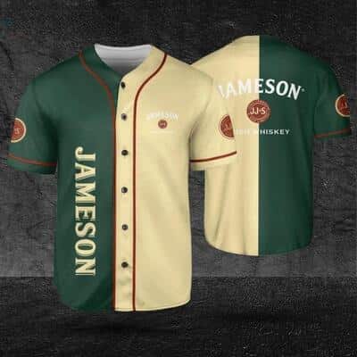 Green And Beige Split Jameson Baseball Jersey Gift Whiskey Lovers