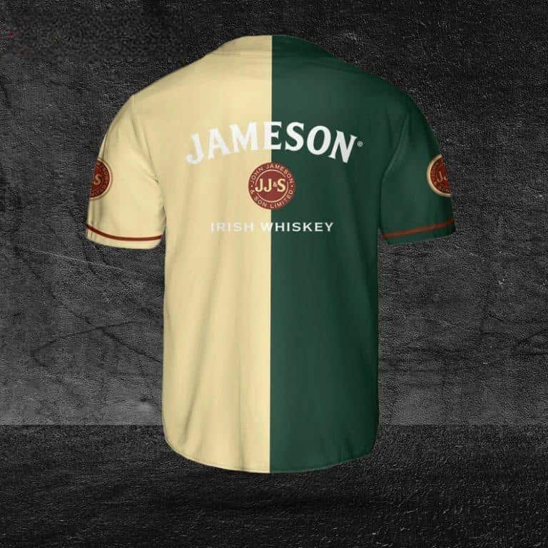 Green And Beige Split Jameson Baseball Jersey Gift Whiskey Lovers