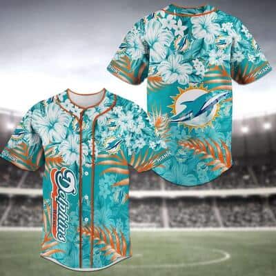 Aloha NFL Miami Dolphins Baseball Jersey Hibiscus Flowers Gift For Friendship