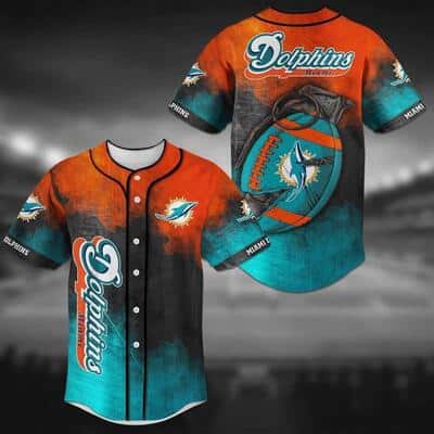 Stylish NFL Miami Dolphins Baseball Jersey Mascot In Grenade Best Gift For New Dad