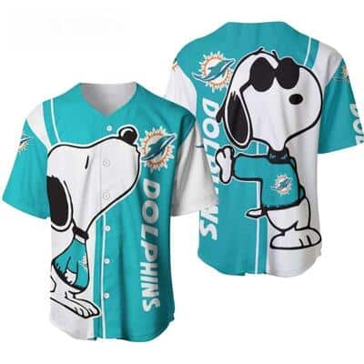 Awesome NFL Miami Dolphins Baseball Jersey Cool Snoopy Funny Gift For Sporty Husband