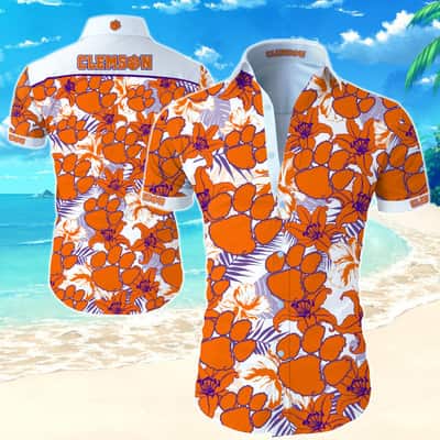 Trendy NCAA Clemson Tigers Hawaiian Shirt Colorful Floral Gift For Beach Vacation