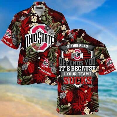 NCAA Ohio State Buckeyes Hawaiian Shirt Colorful Tropical Forest Gift For Boyfriend