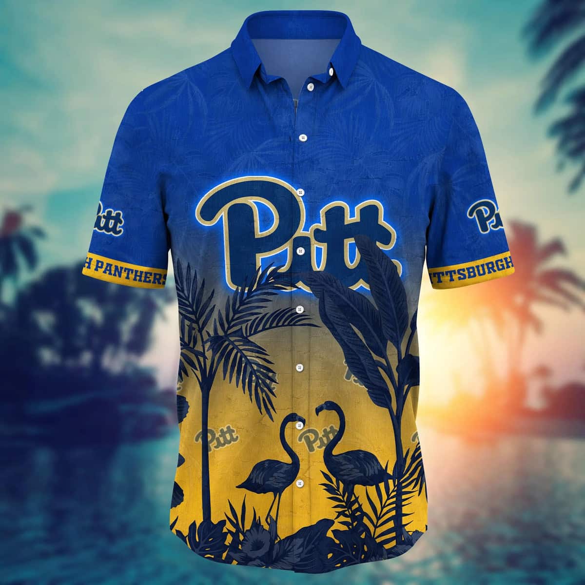 Classic Aloha NCAA Pitt Panthers Hawaiian Shirt Palm Leaves Gift