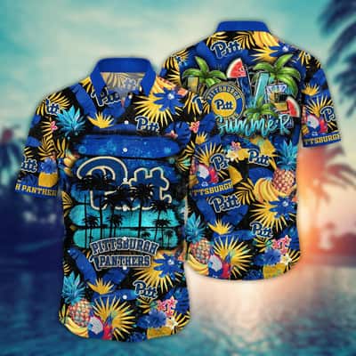 NCAA Pitt Panthers Hawaiian Shirt Colorful Tropical Fruit Gift For Boyfriend
