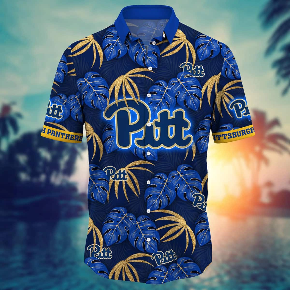 Classic Aloha NCAA Pitt Panthers Hawaiian Shirt Palm Leaves Gift