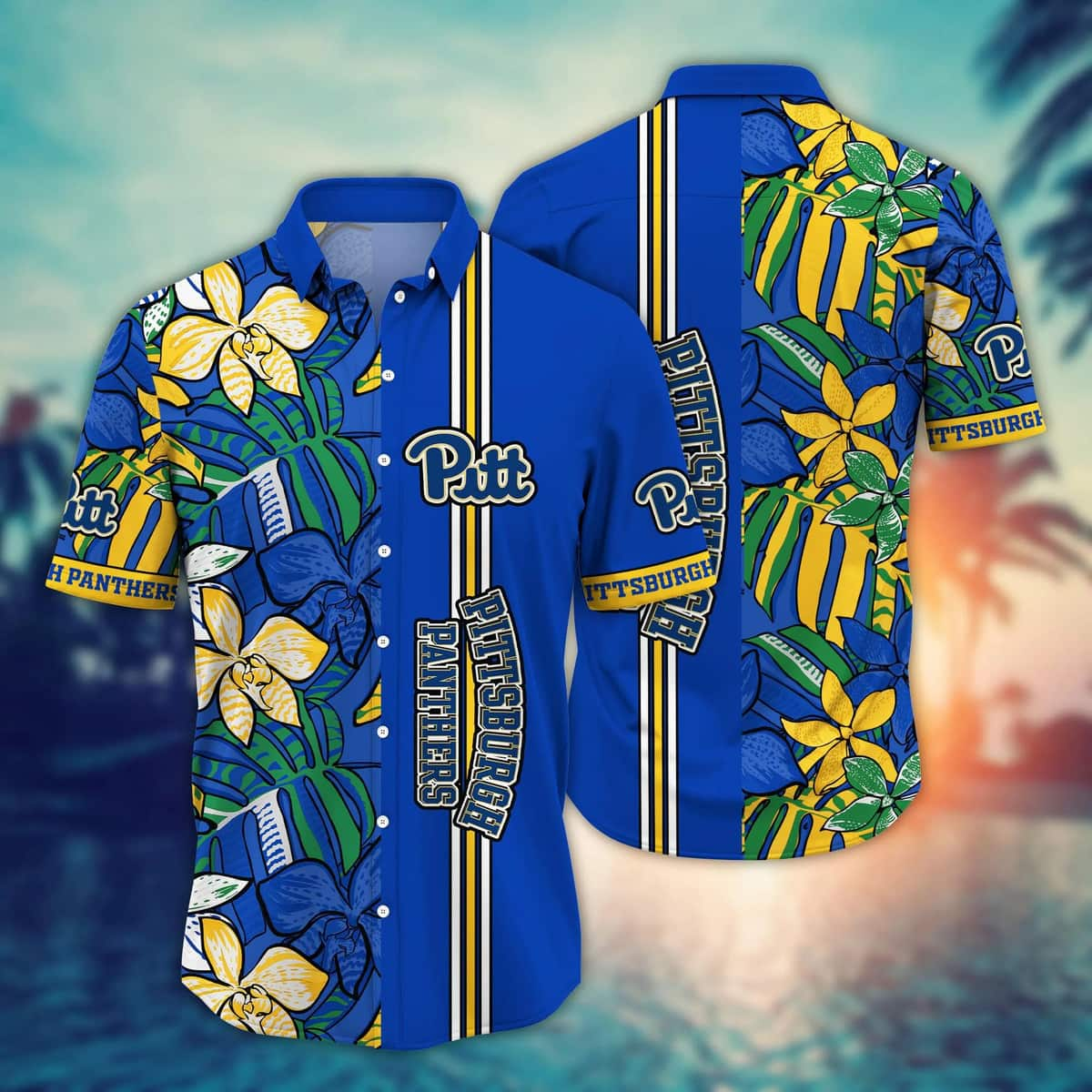 Classic Aloha NCAA Pitt Panthers Hawaiian Shirt Palm Leaves Gift