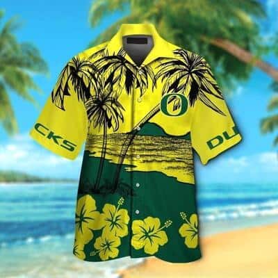 NCAA Oregon Ducks Hawaiian Shirt Aloha Beach Scenery Gift For Stepdad
