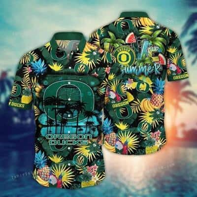 Vintage Aloha NCAA Oregon Ducks Hawaiian Shirt Tropical Fruit Pattern Gift For Beach Lovers