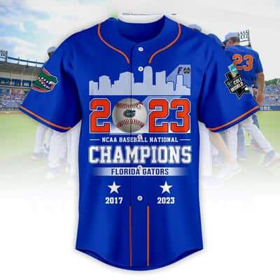 Blue Florida Gators Baseball Jersey 2023 NCAA Baseball Nationbal Champions Gift For Dad Who Wants Nothing