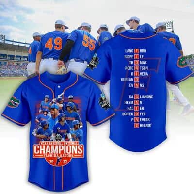 Blue NCAA Baseball National Champions Florida Gators Baseball Jersey Birthday Gift For New Dad