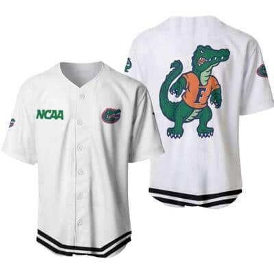White NCAA Florida Gators Baseball Jersey Mascot Logo Gift For Baseball Fans