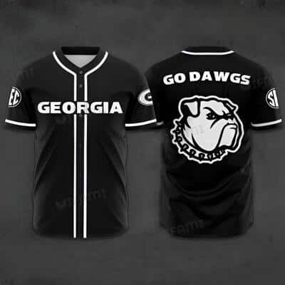 Black NCAA Georgia Bulldogs Baseball Jersey Go Dawgs Gift For New Dad