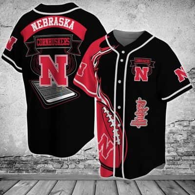 Black NCAA Nebraska Cornhuskers Baseball Jersey Ball In Fire Gift For Sport Lovers