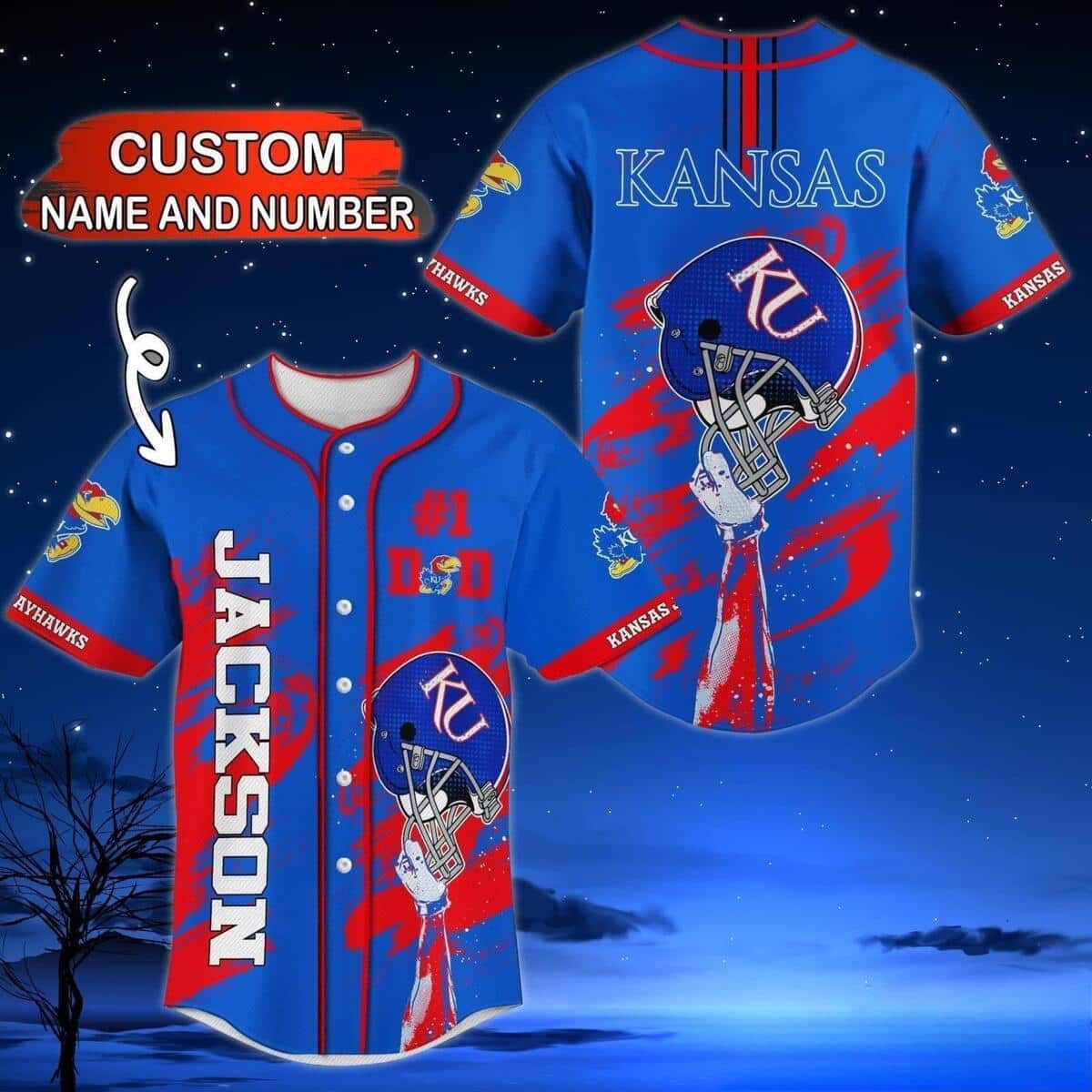 Personalized NCAA Kansas Jayhawks Baseball Jersey Custom Name And Number Gift For Best Friend