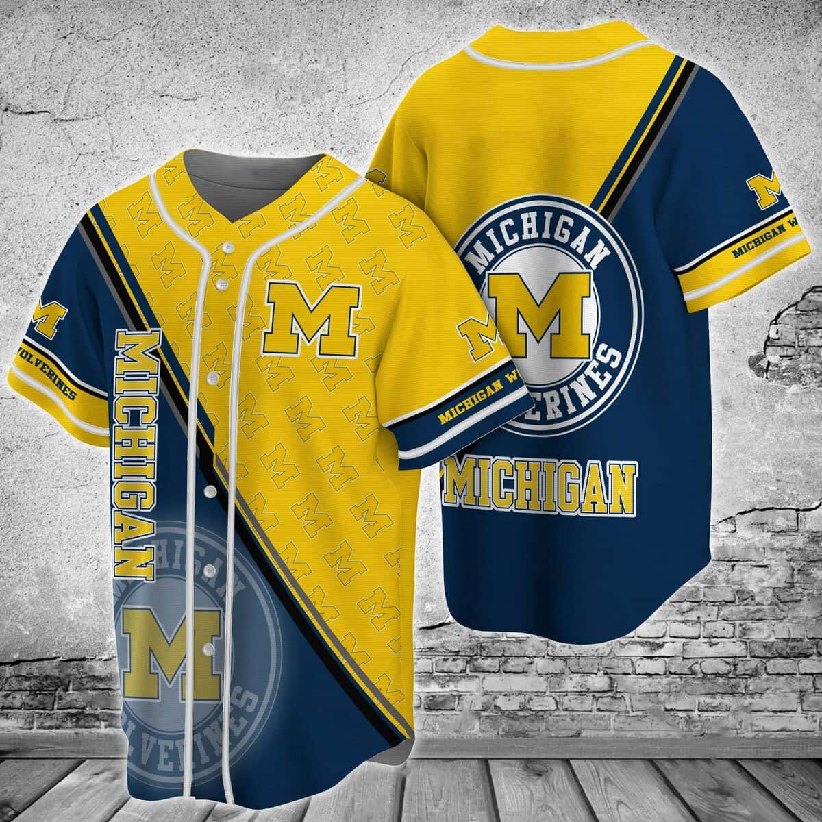 Yellow And Blue NCAA Michigan Wolverines Baseball Jersey Logo Team Gift For Sport Lovers