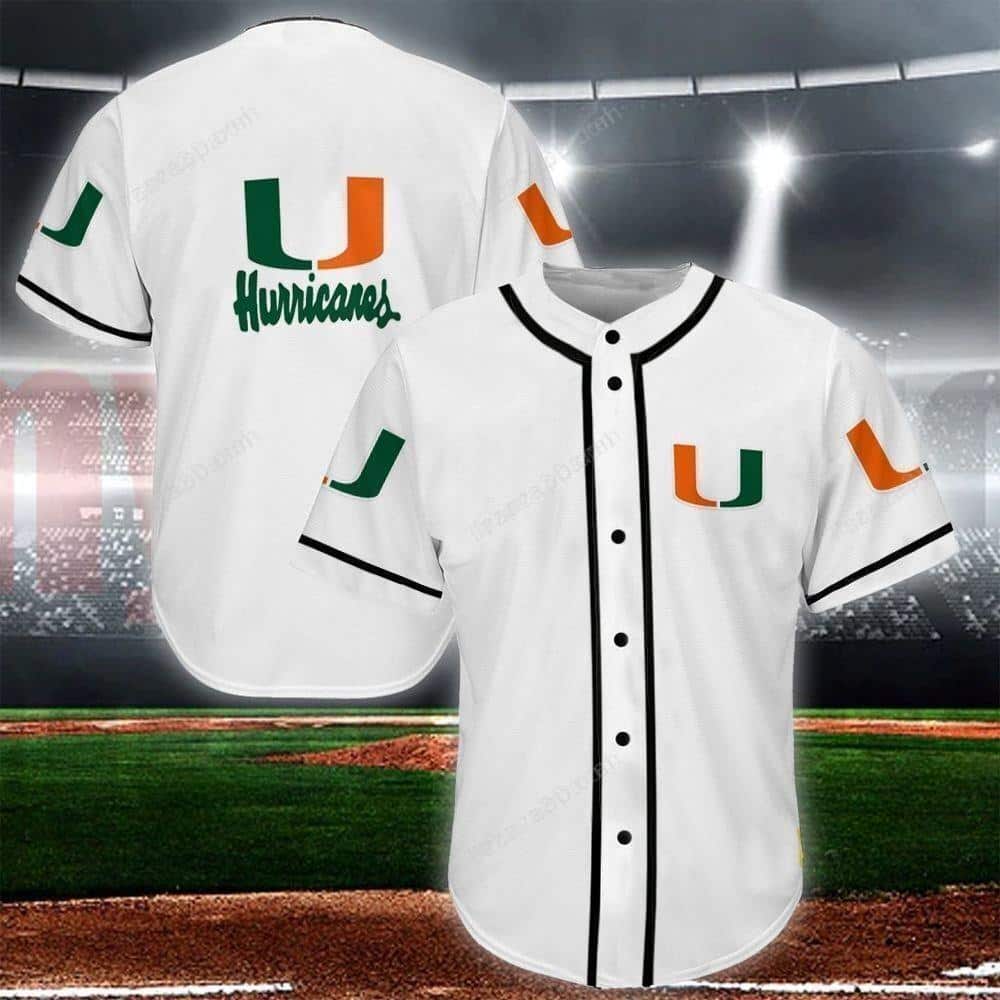 White NCAA Miami Hurricanes Baseball Jersey Gift For Best Friend