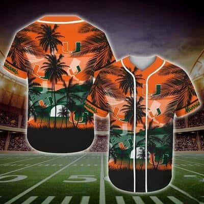 Vintage NCAA Miami Hurricanes Baseball Jersey Palm Tree Gift For Dad