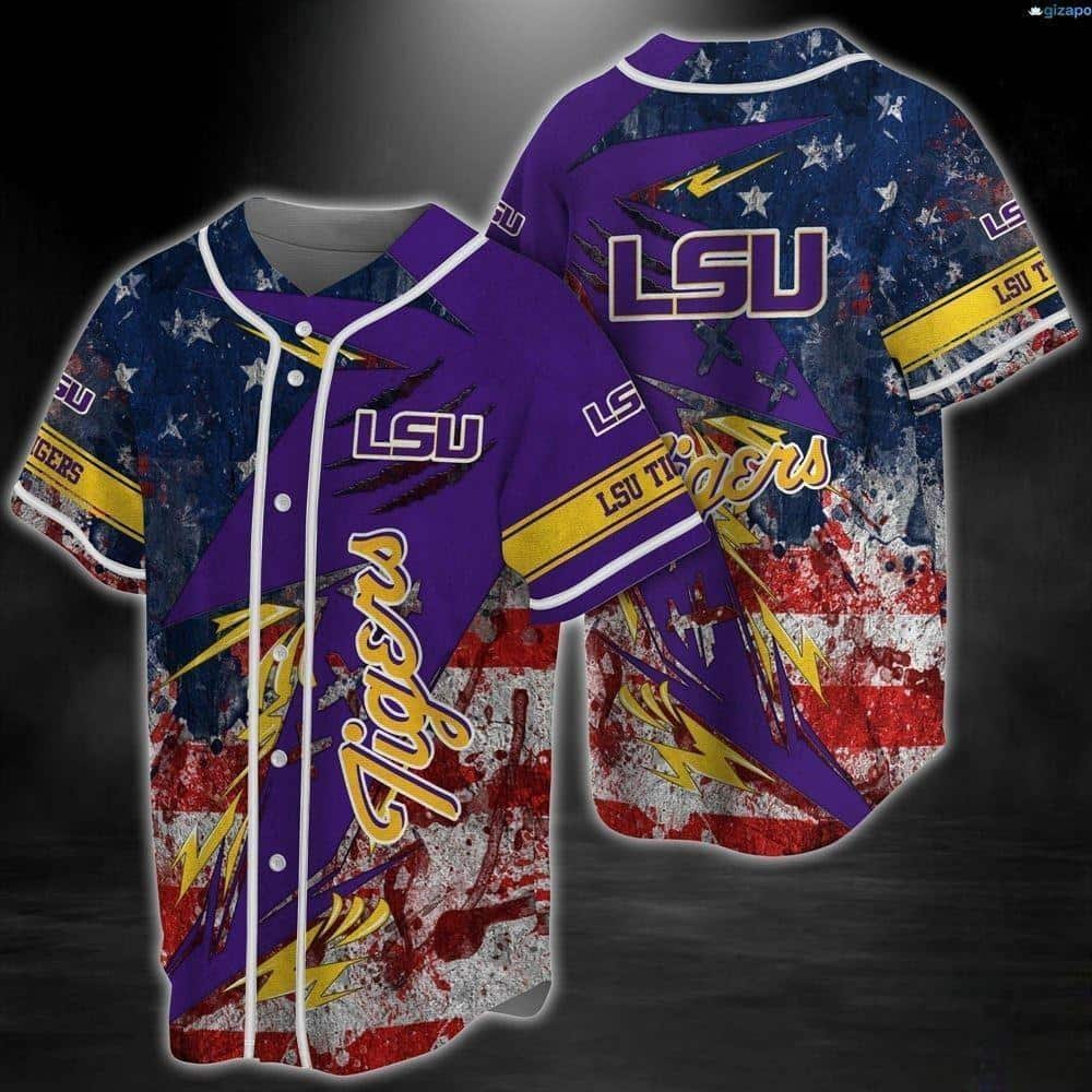 White NCAA LSU Tigers Baseball Jersey Gift For Friends