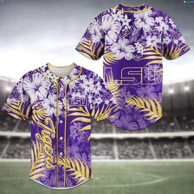 Aloha NCAA LSU Tigers Baseball Jersey Tropical Flowers And Leaves Gift For Football Fans