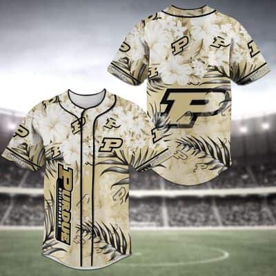 Aloha NCAA Purdue Boilermakers Baseball Jersey Hibiscus Flower Gift For Dad Who Wants Nothing