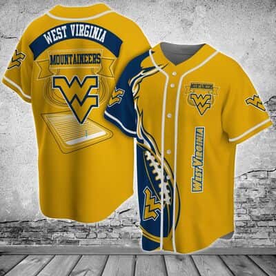 Yellow NCAA West Virginia Mountaineers Baseball Jersey Gift For Sport Dad