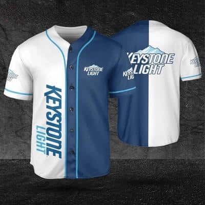 White And Navy Split Keystone Light Baseball Jersey Gift For Boyfriend