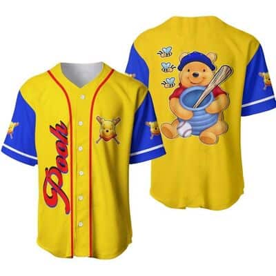 Yellow And Blue Disney Baseball Jersey Pooh Honey Winnie The Pooh Gift For Friends