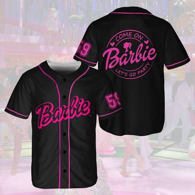 Black Barbie Baseball Jersey Come On Let's Go Party Gift For Best Friends