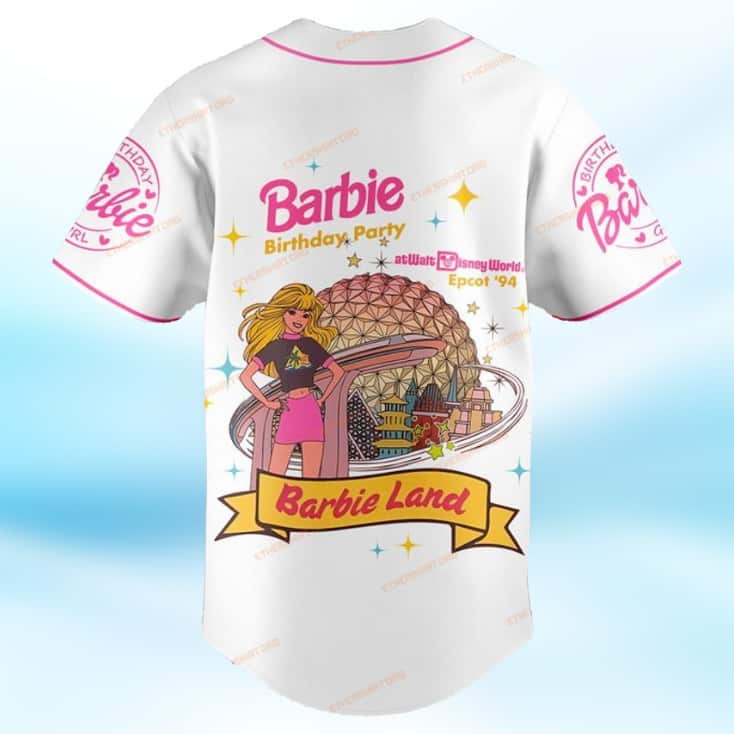 White Barbie Baseball Jersey Birthday Party Barbie Land Gift For Fans