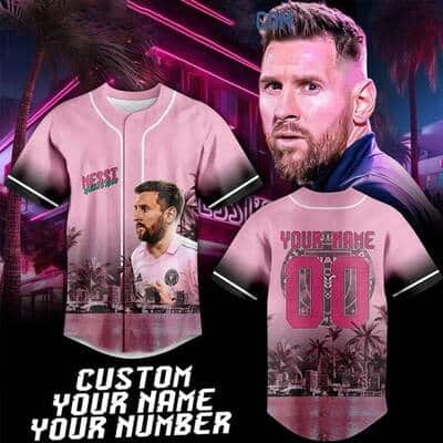 Lionel Messi Baseball Jersey Miami Custom Name And Number Gift For New Dad