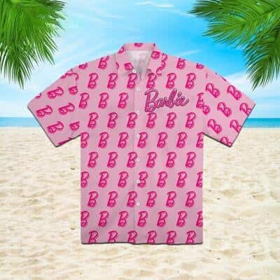 Basic Barbie B Logo Pattern Pink Hawaiian Shirt Gift For Beach Trip