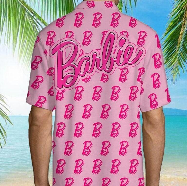 Basic Barbie B Logo Pattern Pink Hawaiian Shirt Gift For Beach Trip