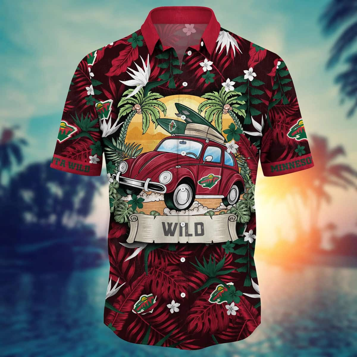 NHL Minnesota Wild Hawaiian Shirt Palm Leaves Beach Gift For Dad