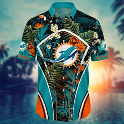 Tropical Aloha NFL Miami Dolphins Hawaiian Shirt Palm Leaves Gift For Beach Lovers