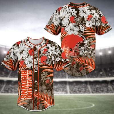 Aloha NFL Cleveland Browns Baseball Jersey Tropical Flower Gift For Brother