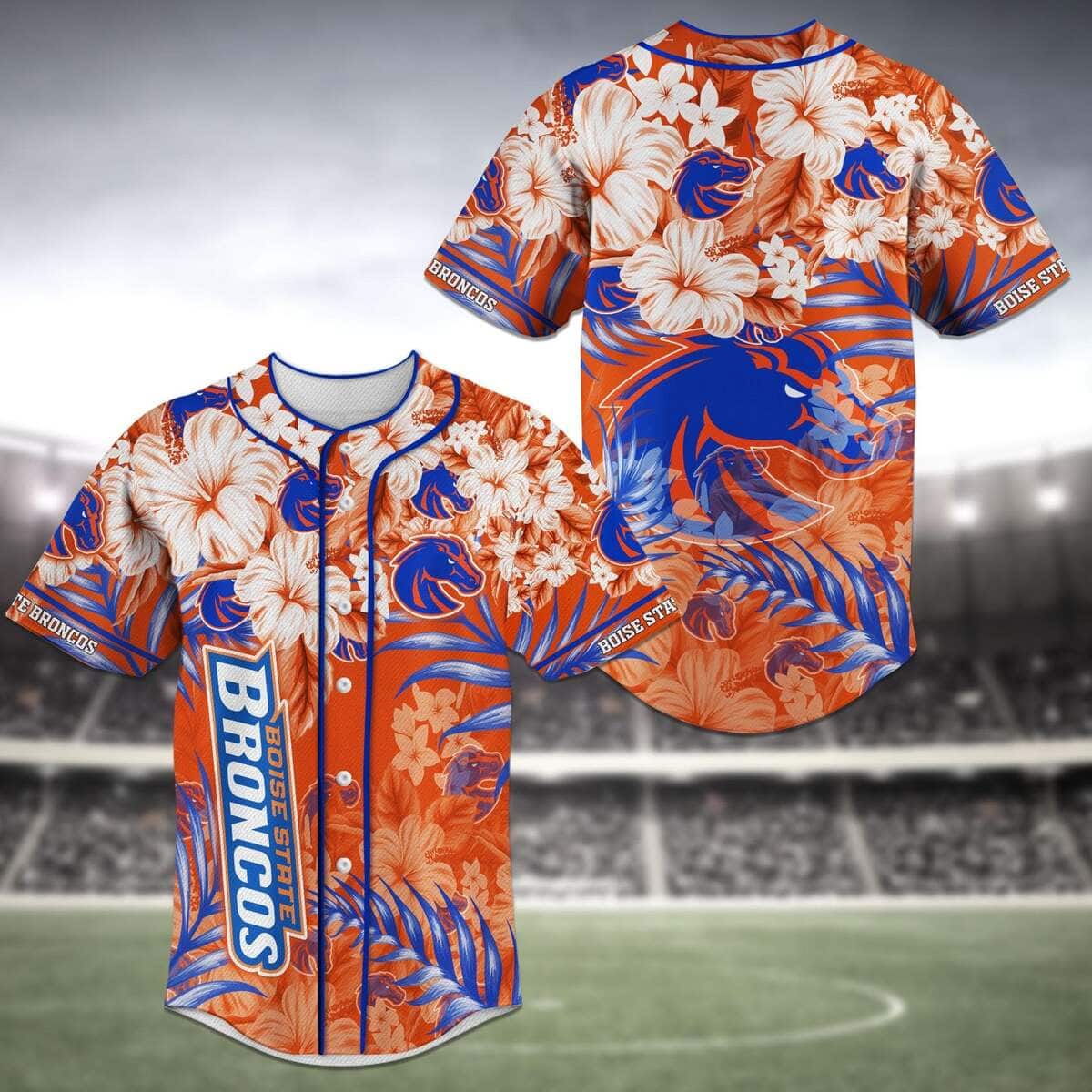 Aloha NCAA Boise State Broncos Baseball Jersey Tropical Flower Gift For Father-In-Law