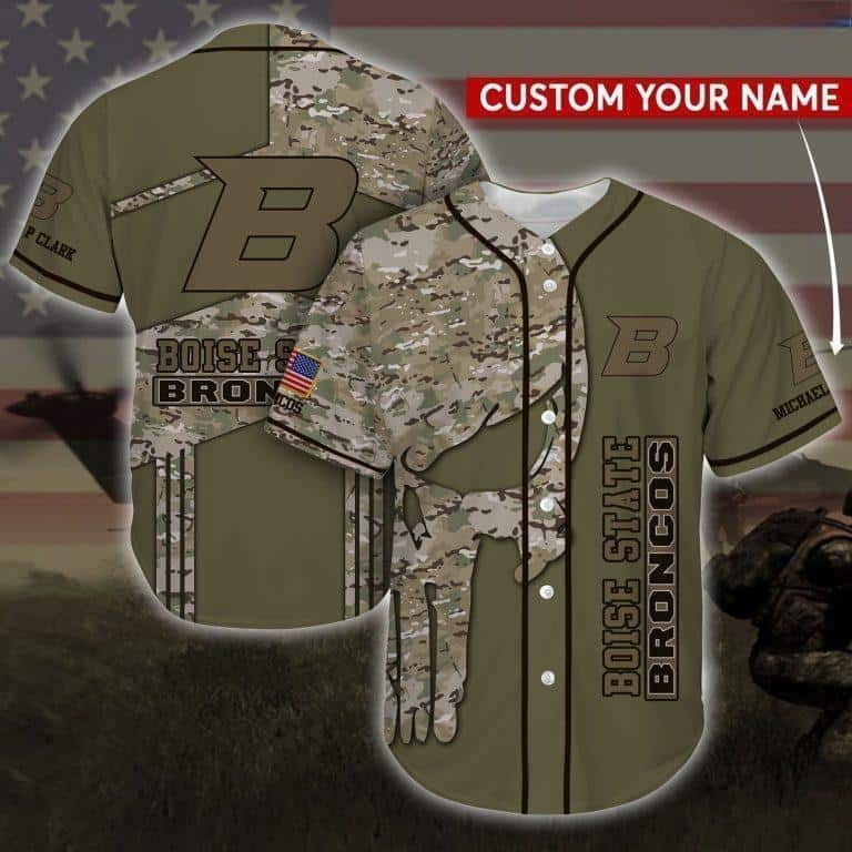 Customize NCAA Boise State Broncos Baseball Jersey Camo Gift For Dad From Daughter