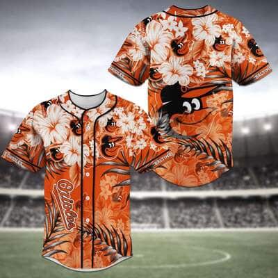 Aloha MLB Baltimore Orioles Baseball Jersey Tropical Flower Gift For Dad From Daughter