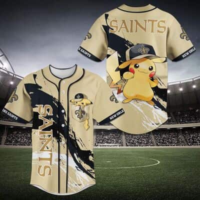Awesome Pikachu Baseball Jersey New Orleans Saints Gift For Football Players