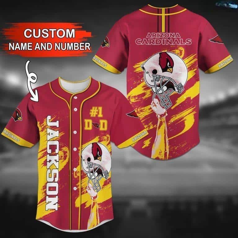 Red NFL Arizona Cardinals Baseball Jersey Custom Name And Number Gift For Football Boyfriend