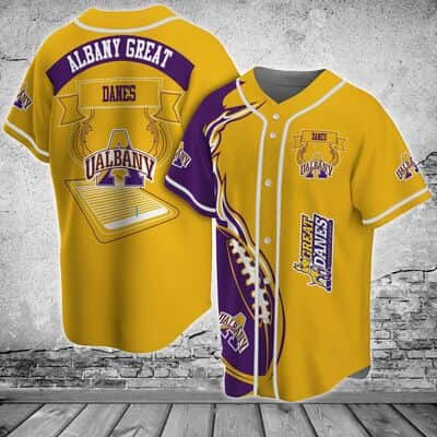 Yellow NCAA Albany Great Danes Baseball Jersey Gift For New Dad