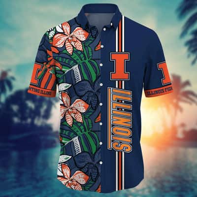 Awesome NCAA Illinois Fighting Illini Hawaiian Shirt Aloha Flora Gift For Dad